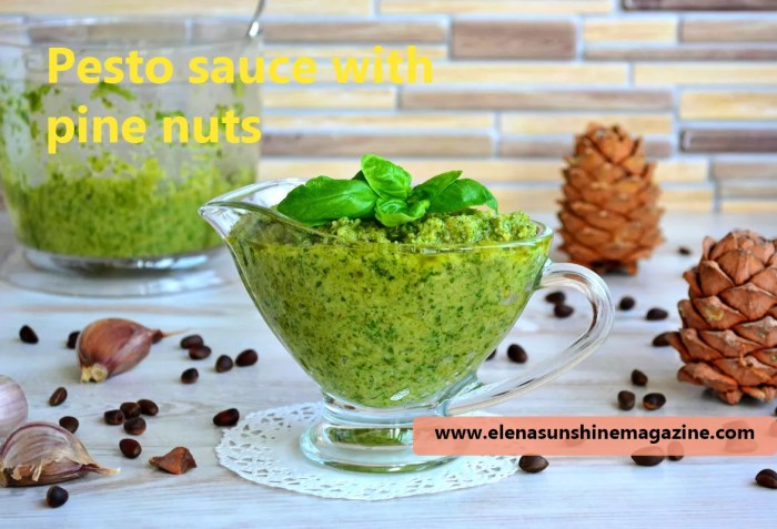 Recipe for pesto sauce with pine nuts